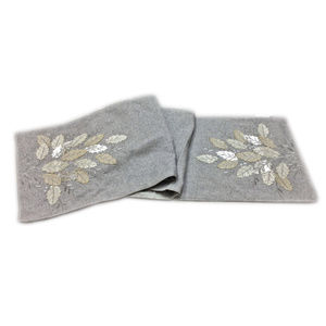 NWT Silver Grey Appliqued Embroidered Table Runner